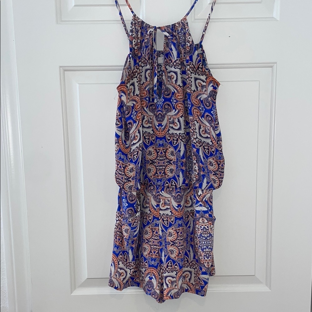 Parker Blue Paisley Spaghetti Strap Romper